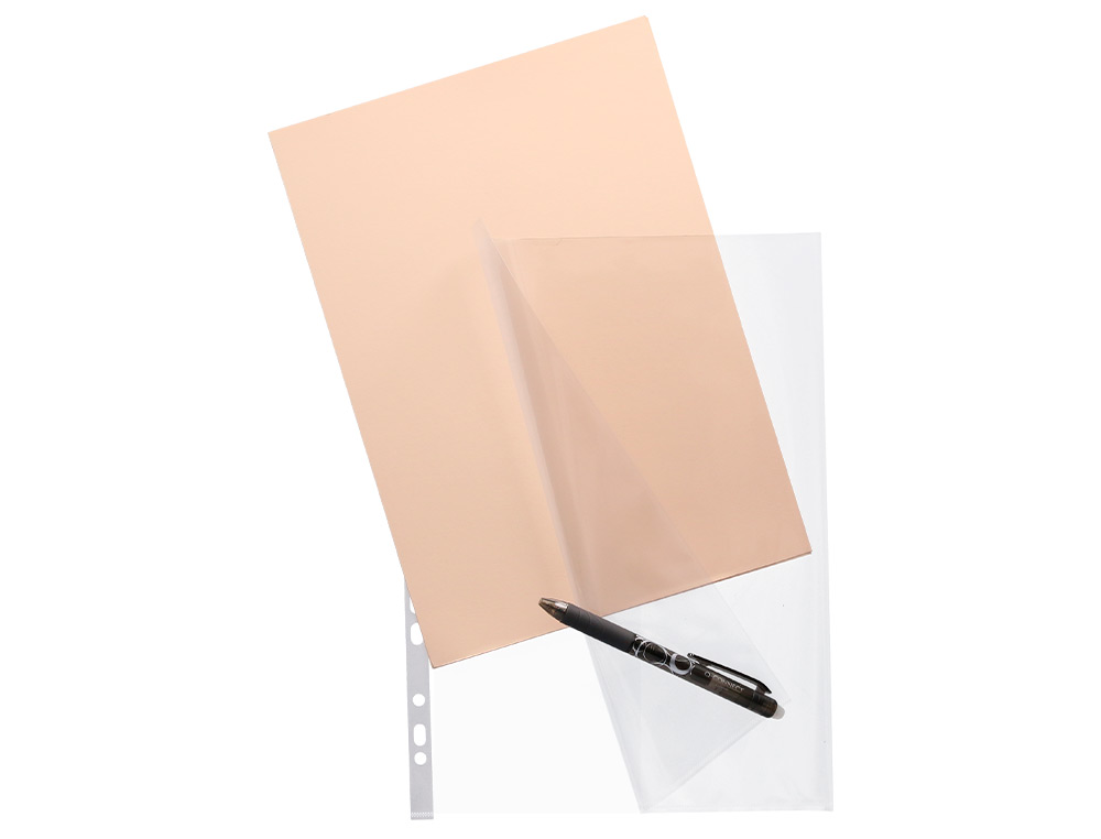 POCHETTE Q-CONNECT POLYPROPYLNE 8/100E PERFORE OUVERTURE ANGLE ANTISTATIQUE A4 210X297MM SACHET 25 UNITS