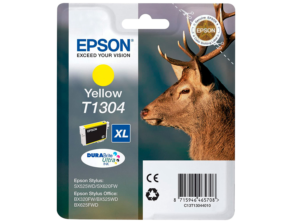 CARTOUCHE EPSON T1304 JET D'ENCRE C13T13044010 COULEUR JAUNE 800P