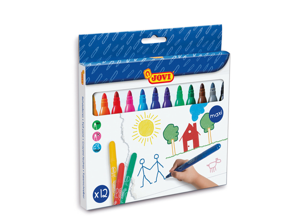 FEUTRE COLORIAGE JOVI MINE 14MM LONGUEUR 135MM POINTE LARGE POCHETTE 12 UNITÉS