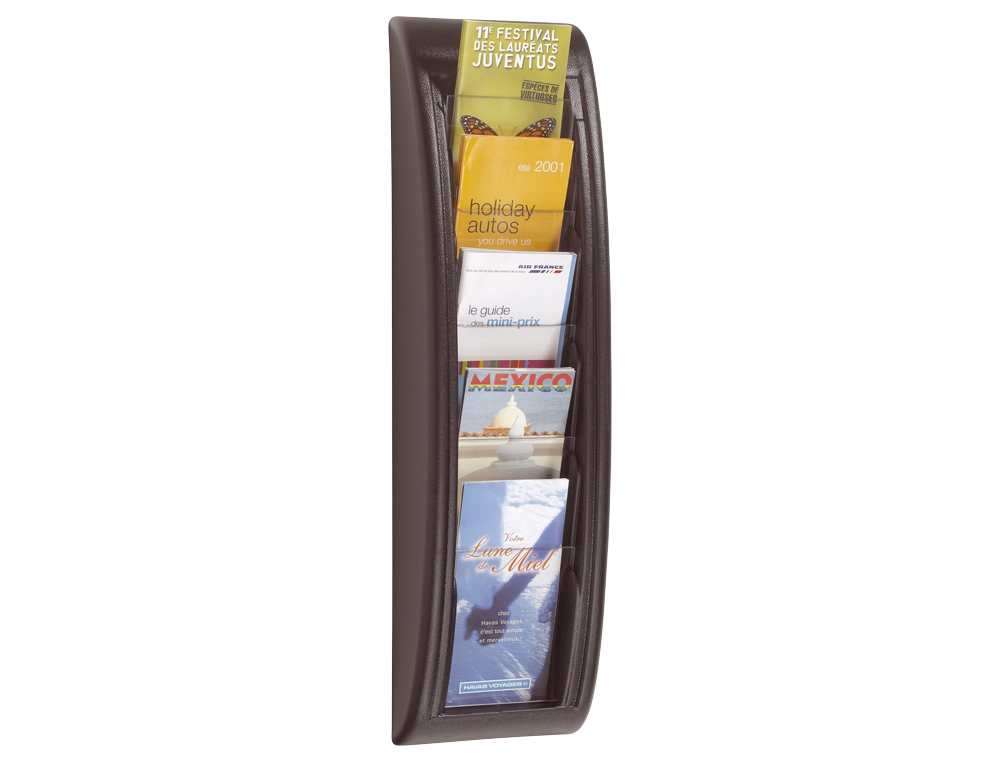 PRSENTOIR PAPERFLOW QUICK FIT SYSTEM POLYSTYRNE PAISSEUR 20MM CAPACIT 200F 65X18X9.5CM COLORIS NOIR