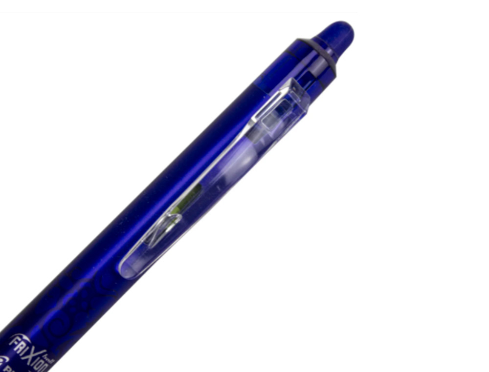 ROLLER PILOT FRIXION CLICKER ÉCRITURE MOYENNE 0.35MM ENCRE EFFAÇABLE GOMME SERTIE GRIP PREHENSION RECHARGEABLE BLEU