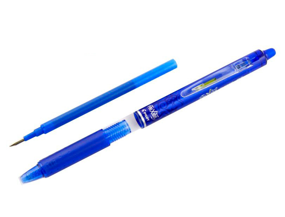 ROLLER PILOT FRIXION CLICKER ÉCRITURE MOYENNE 0.35MM ENCRE EFFAÇABLE GOMME SERTIE GRIP PREHENSION RECHARGEABLE BLEU