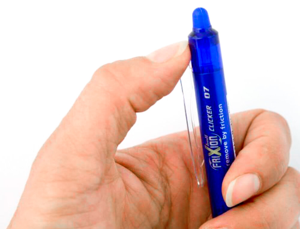 ROLLER PILOT FRIXION CLICKER ÉCRITURE MOYENNE 0.35MM ENCRE EFFAÇABLE GOMME SERTIE GRIP PREHENSION RECHARGEABLE BLEU
