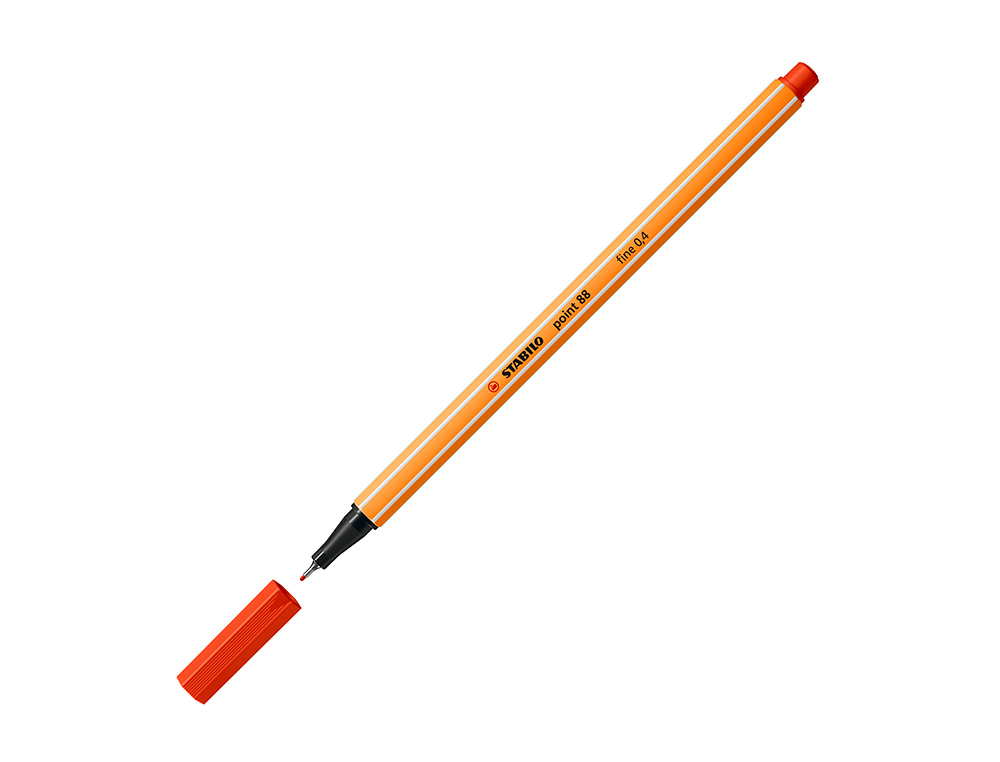 STYLO-FEUTRE STABILO POINT 88 ÉCRITURE FINE 0.4MM 1000M POINTE GAINÉE MÉTAL CORPS HEXAGONAL COLORIS ROUGE