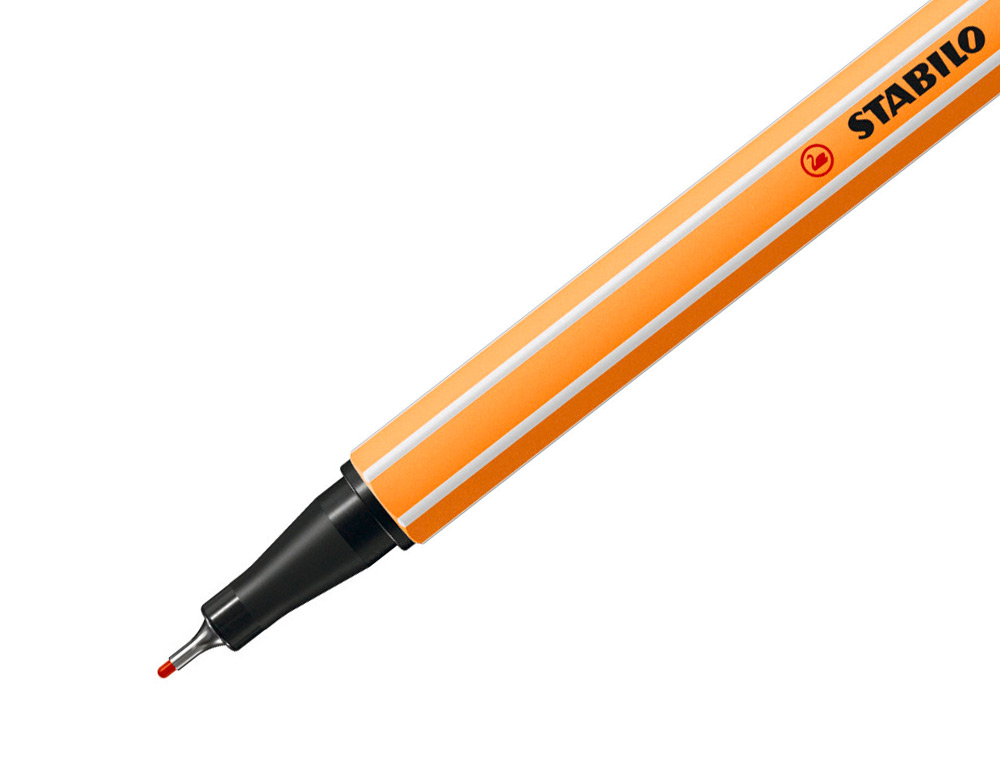 STYLO-FEUTRE STABILO POINT 88 ÉCRITURE FINE 0.4MM 1000M POINTE GAINÉE MÉTAL CORPS HEXAGONAL COLORIS ROUGE