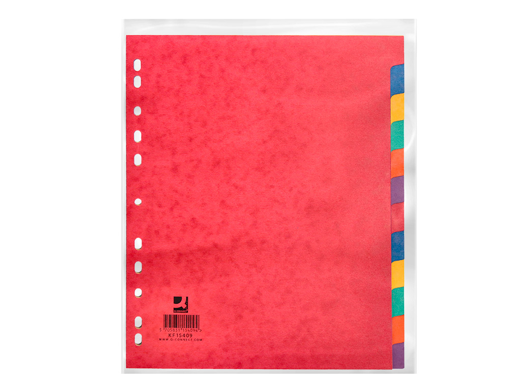 INTERCALAIRE Q-CONNECT CARTE LUSTRÉE 225G 12 POSITIONS A4+ 212X310MM