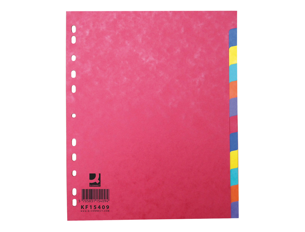 INTERCALAIRE Q-CONNECT CARTE LUSTRÉE 225G 12 POSITIONS A4+ 212X310MM