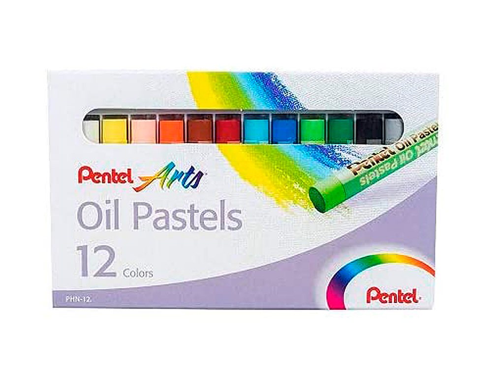 PASTEL HUILE PENTEL CORPS ROND ENROBAGE PAPIER NON SALISSANT DIAMÈTRE 8MM BOÎTE 12 UNITÉS