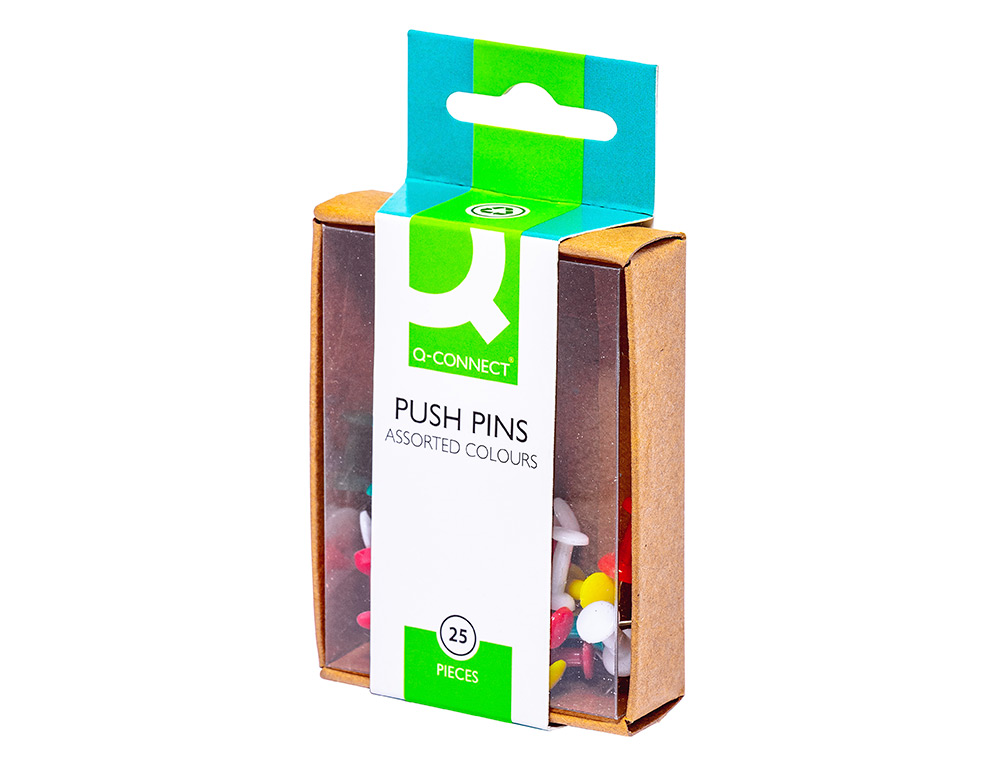 PUNAISE Q-CONNECT ÉPINGLE MÉMO COLORIS ASSORTIS BOÎTE 25 UNITÉS