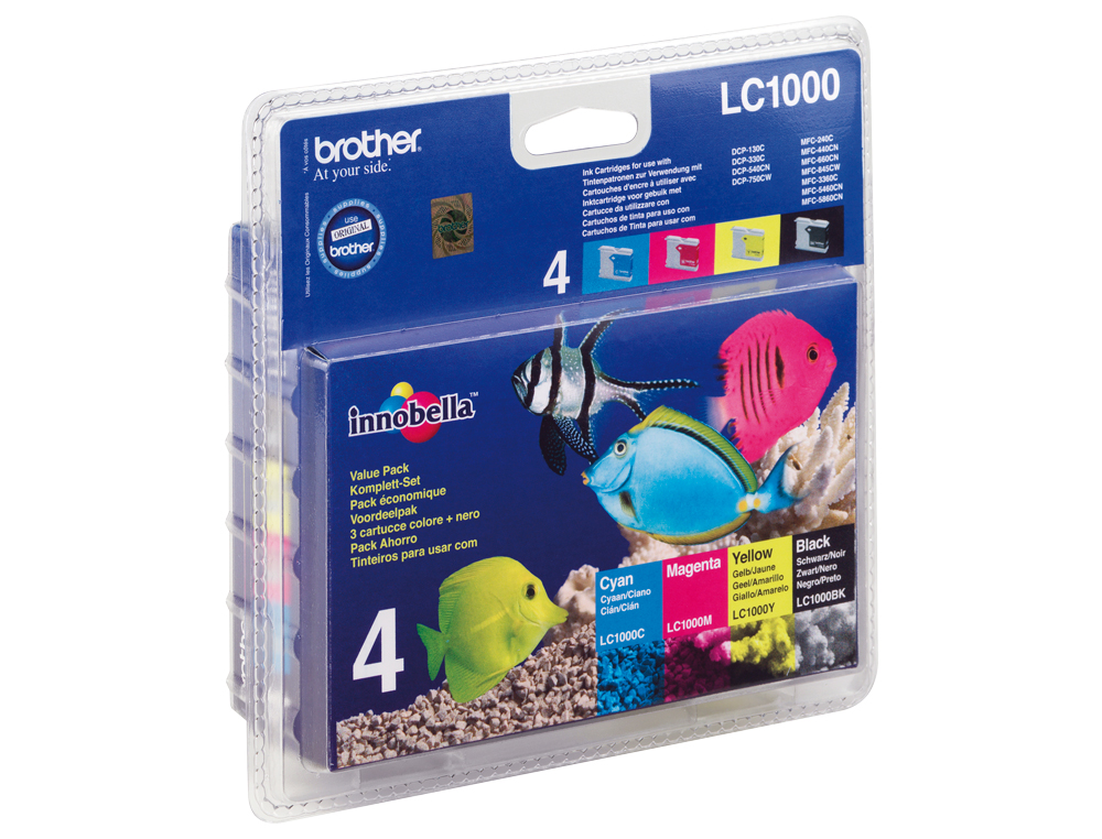 CARTOUCHE BROTHER JET D'ENCRE LC1000VALBP PACK 4 ENCRES