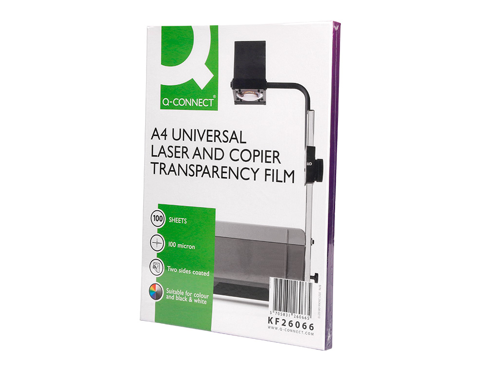 TRANSPARENT Q-CONNECT CONOMIQUE OHP PHOTOCOPIEUR FORMAT A4 COUCHAGE SPCIAL SANS FEUILLE ENTRECOLLE BOTE 100 UNITS