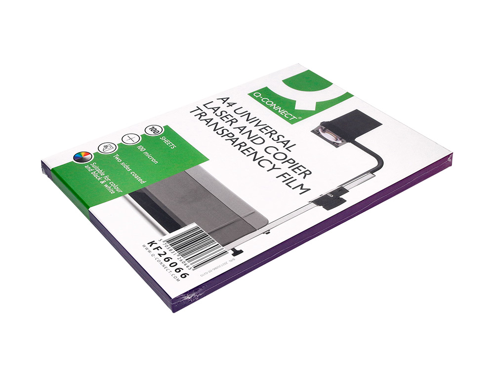 TRANSPARENT Q-CONNECT CONOMIQUE OHP PHOTOCOPIEUR FORMAT A4 COUCHAGE SPCIAL SANS FEUILLE ENTRECOLLE BOTE 100 UNITS