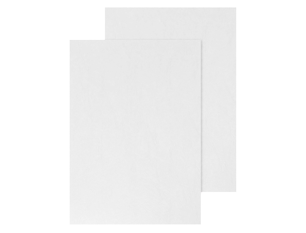COUVERTURE Q-CONNECT CARTON 250G GRAIN CUIR POUR RELIURE FORMAT A4 COLORIS BLANC BRILLANT PAQUET 100 UNITÉS