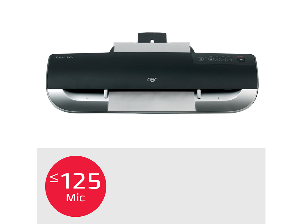 PLASTIFIEUSE GBC FUSION 3000L  CHAUD A3 75/125MC BUTE RGLABLE PLATEAU SORTIE ALERTE SONORE COMPACT USAGE FRQUENT
