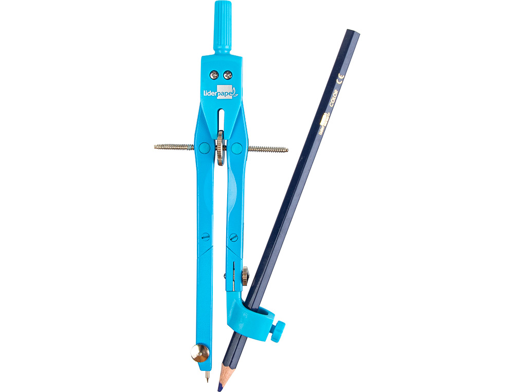 COMPAS LIDERPAPEL MICROMÉTRIQUE ARTICULÉ 2 BRANCHES ADAPTATEUR CIRCONFÉRENCE 32CM LONGUEUR 17CM MINES 2MM ÉTUI PLASTIQUE