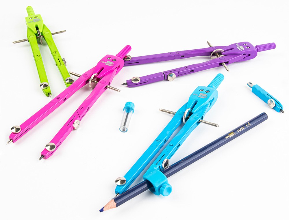 COMPAS LIDERPAPEL MICROMÉTRIQUE ARTICULÉ 2 BRANCHES ADAPTATEUR CIRCONFÉRENCE 32CM LONGUEUR 17CM MINES 2MM ÉTUI PLASTIQUE