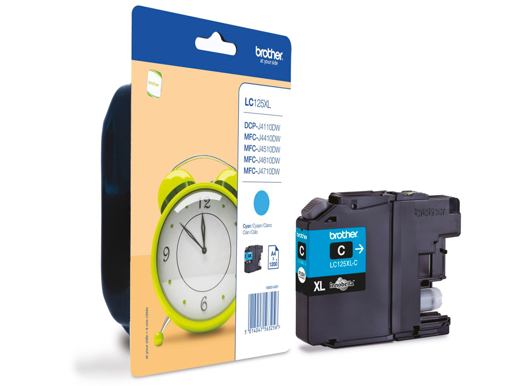 CARTOUCHE BROTHER JET D'ENCRE LC125XLC COULEUR CYAN HAUTE CAPACIT 1200P