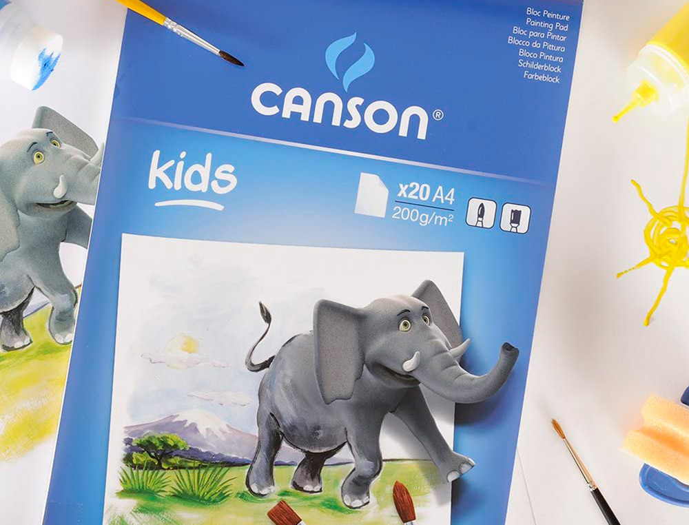 BLOC PEINTURE CANSON PAPIER DESSIN SPÉCIAL GOUACHE RÉSISTANT EAU 200G A4 210X297MM PAQUET 20F