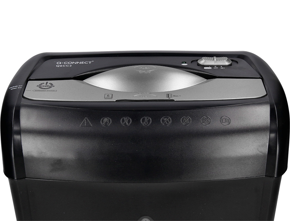 DESTRUCTEUR Q-CONNECT Q6CC2 OCCASIONNEL STANDARD VITESSE 3MIN COUPE CROISE 5MM A4 CONFIDENTIEL 14L 307X186X399MM 3.72KG