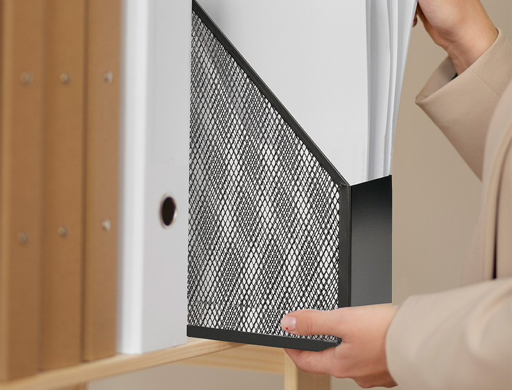 PORTE-REVUES Q-CONNECT MTAL MESH MAILLE MTALLIQUE 250X79X289MM COLORIS NOIR