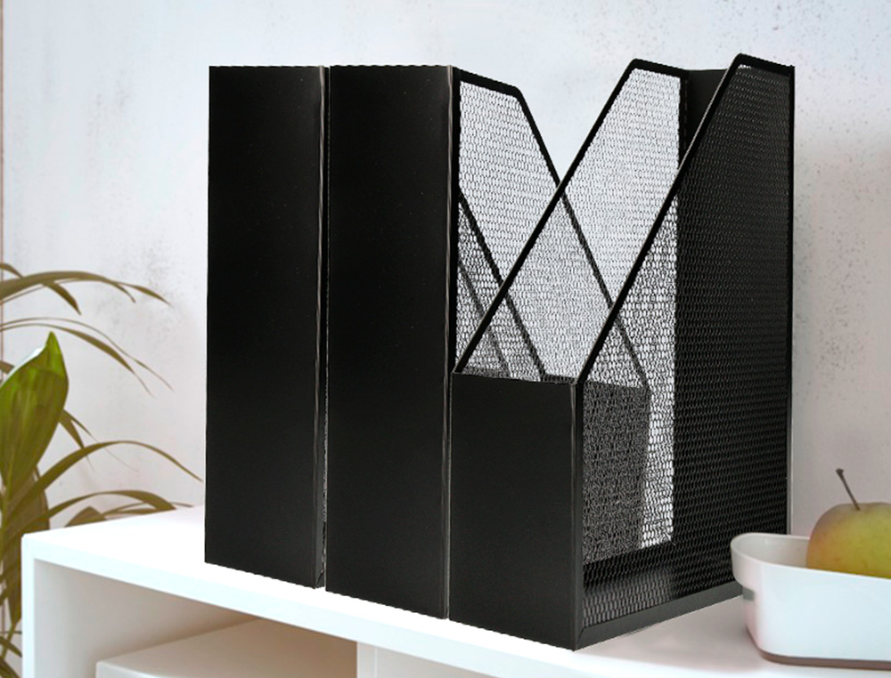 PORTE-REVUES Q-CONNECT MTAL MESH MAILLE MTALLIQUE 250X79X289MM COLORIS NOIR