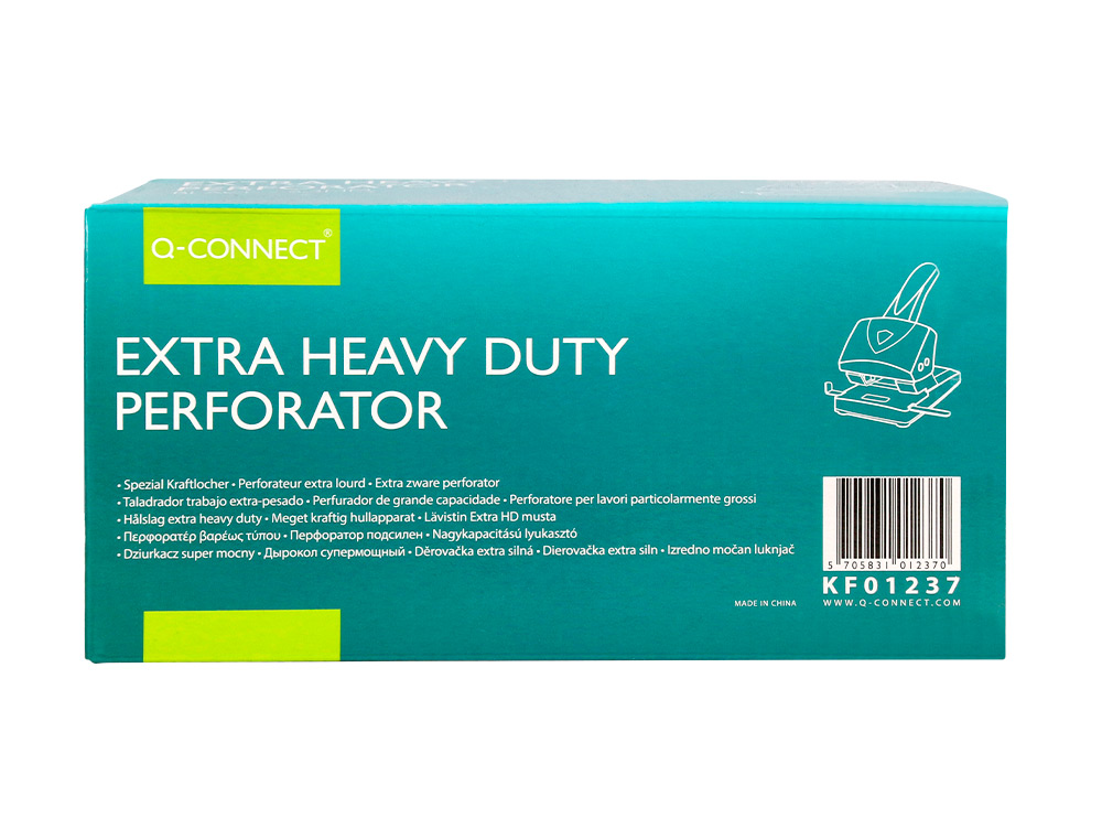 PERFORATEUR Q-CONNECT CAPACIT PERFORATION 65F 2 TROUS USAGE INTENSIF COLORIS NOIR 220X110MM