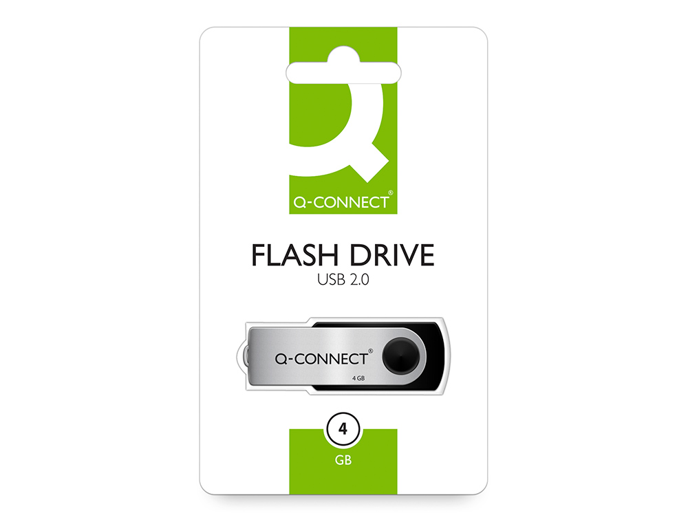 CL USB Q-CONNECT 2.0 4GB VITESSE LECTURE 15MB/S CRITURE 5MB/S CAPUCHON ROTATIF
