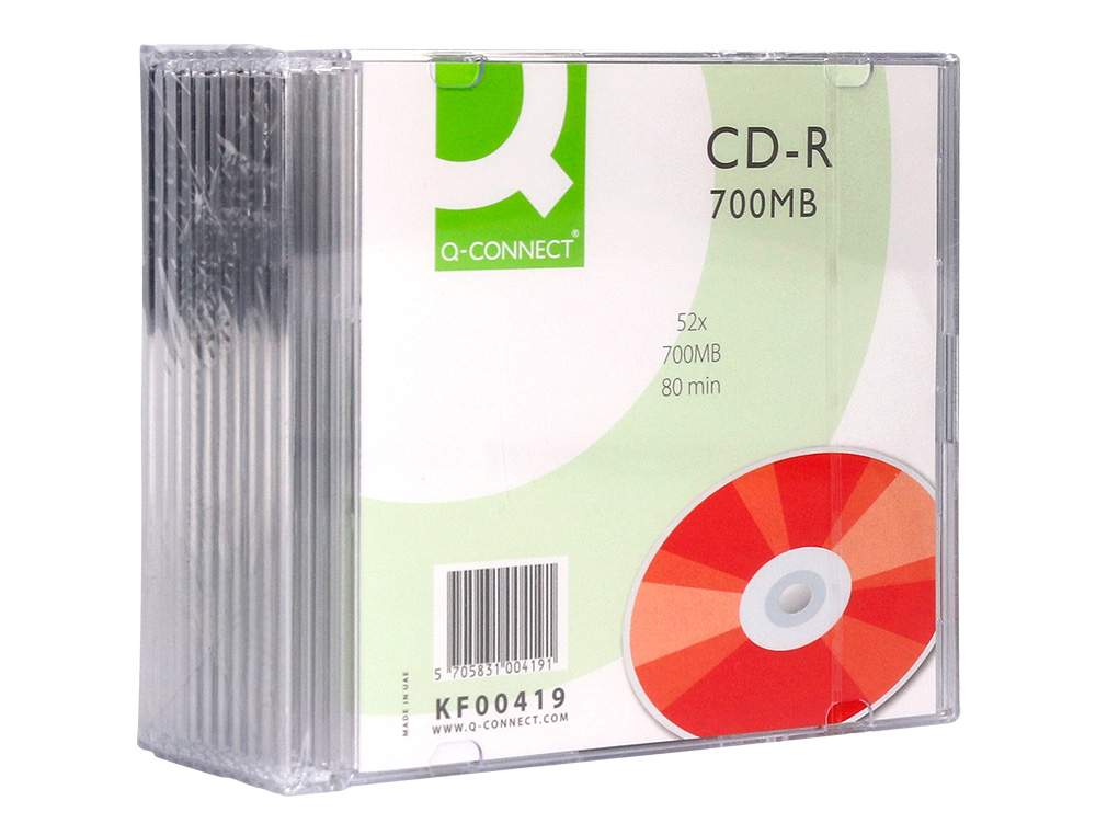 CD-R Q-CONNECT 700MB 80MIN BOÎTIER SLIM 10 UN
