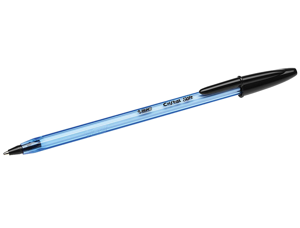 STYLO-BILLE BIC CRISTAL SOFT CRITURE LARGE 0.8MM ENCRE CLASSIQUE BILLE INDFORMABLE CAPUCHON COULEUR ENCRE NOIR
