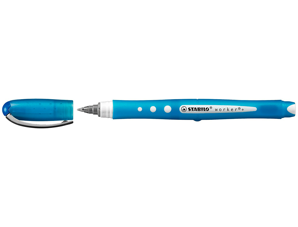 ROLLER STABILO WORKER COLORFUL POINTE CONIQUE ENCRE LIQUIDE BASE EAU NON RECHARGEABLE CORPS COULEUR ENCRE BLEU