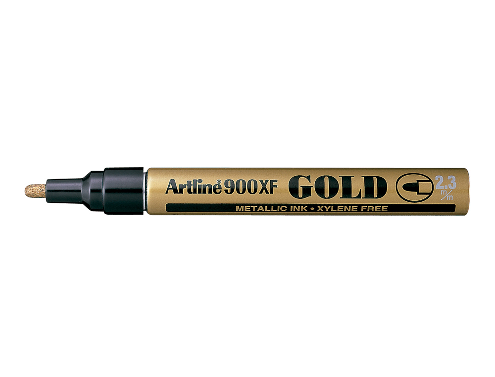 MARQUEUR ARTLINE PERMANENT POINTE MOYENNE CONIQUE 2.3MM TOUS SUPPORTS CORPS MTAL ENCRE PIGMENTE RSISTE EAU COULEUR OR