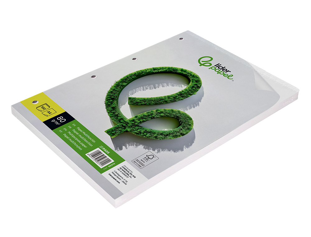 PAPIER CRITURE LIDERPAPEL A4 210X297MM BLANCHEUR EXTRA OPACIT 80G/M2 PAQUET 100 FEUILLES 4 TROUS