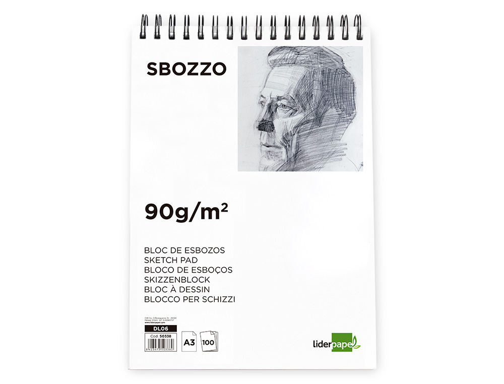 BLOC SPIRALE LIDERPAPEL ESQUISSES UNI 90G/M2 A3 100F