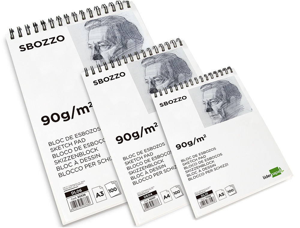 BLOC SPIRALE LIDERPAPEL ESQUISSES UNI 90G/M2 A3 100F
