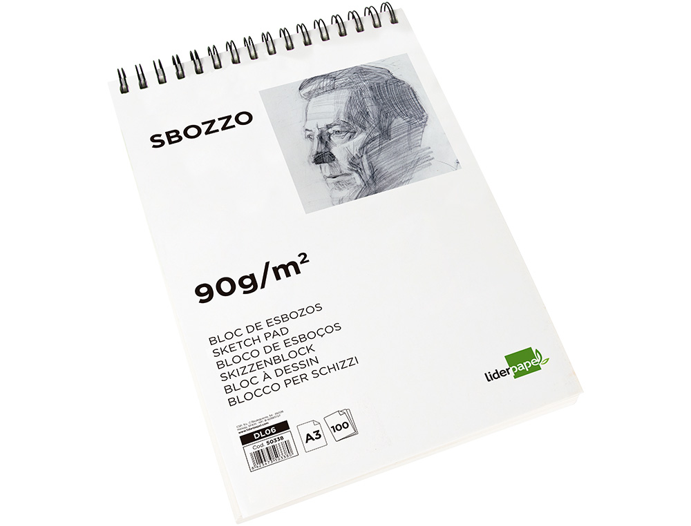 BLOC SPIRALE LIDERPAPEL ESQUISSES UNI 90G/M2 A3 100F