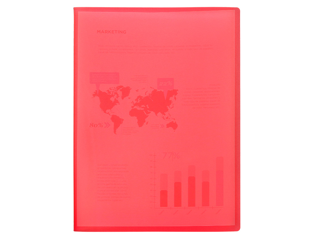 PROTGE-DOCUMENTS LIDERPAPEL POLYPROPYLNE COUVERTURE FLEXIBLE 60 POCHETTES FIXES A4 210X297MM ROUGE TRANSLUCIDE
