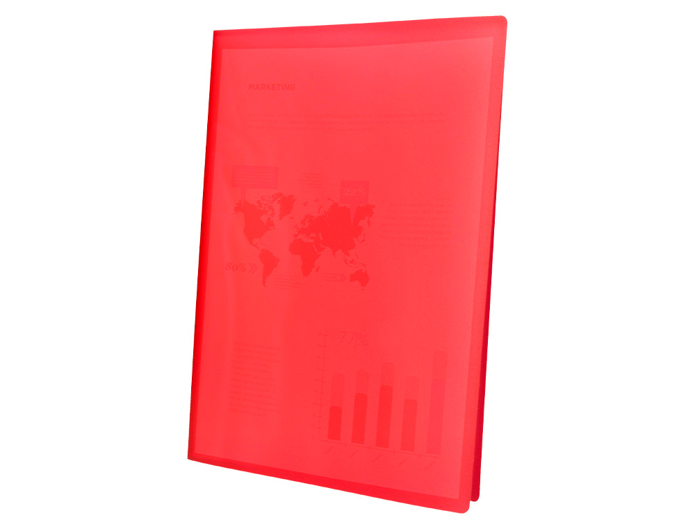 PROTGE-DOCUMENTS LIDERPAPEL POLYPROPYLNE COUVERTURE FLEXIBLE 60 POCHETTES FIXES A4 210X297MM ROUGE TRANSLUCIDE