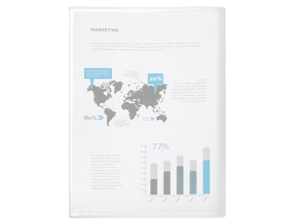 PROTGE-DOCUMENTS LIDERPAPEL POLYPROPYLNE COUVERTURE FLEXIBLE 60 POCHETTES FIXES A4 210X297MM TRANSPARENT