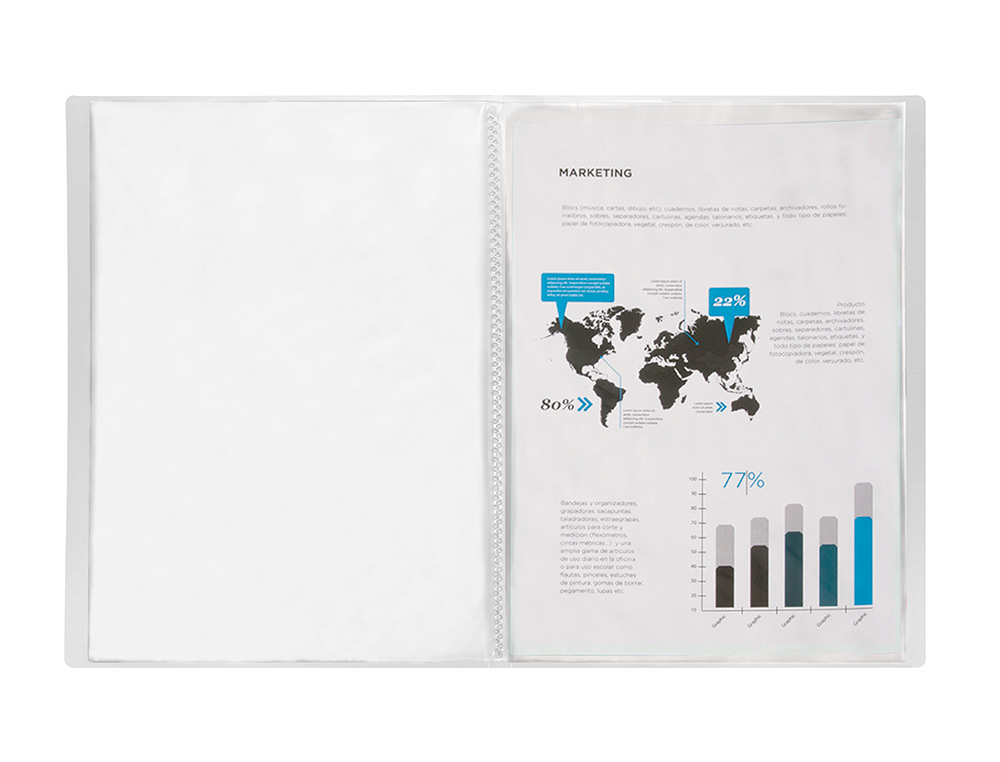 PROTGE-DOCUMENTS LIDERPAPEL POLYPROPYLNE COUVERTURE FLEXIBLE 60 POCHETTES FIXES A4 210X297MM TRANSPARENT
