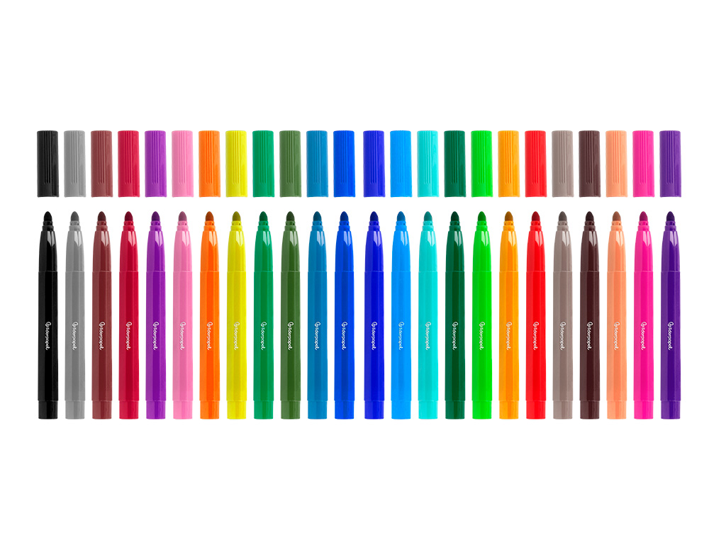 FEUTRE COLORIAGE LIDERPAPEL JUMBO LONGUEUR ÉCRITURE 800M POINTE NYLON 5MM DIAMÈTRE BOÎTE CARTON 24 UNITÉS
