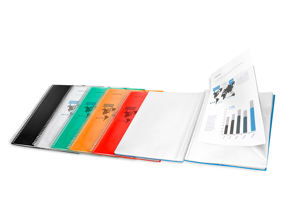 PROTGE-DOCUMENTS LIDERPAPEL POLYPROPYLNE COUVERTURE RIGIDE SPIRALE 30 POCHETTES FIXES A4 210X297MM COLORIS VERT