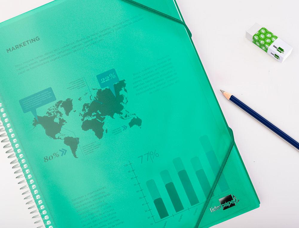 PROTGE-DOCUMENTS LIDERPAPEL POLYPROPYLNE COUVERTURE RIGIDE SPIRALE 30 POCHETTES FIXES A4 210X297MM COLORIS VERT