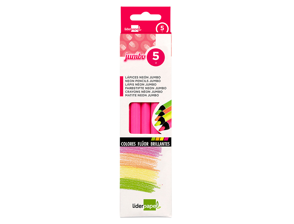 SURLIGNEUR LIDERPAPEL CRAYON DE COULEUR NÉON JUMBO MINE EXTRA-RÉSISTANTE FORME TRIANGULAIRE ERGONOMIQUE COLORIS ROSE