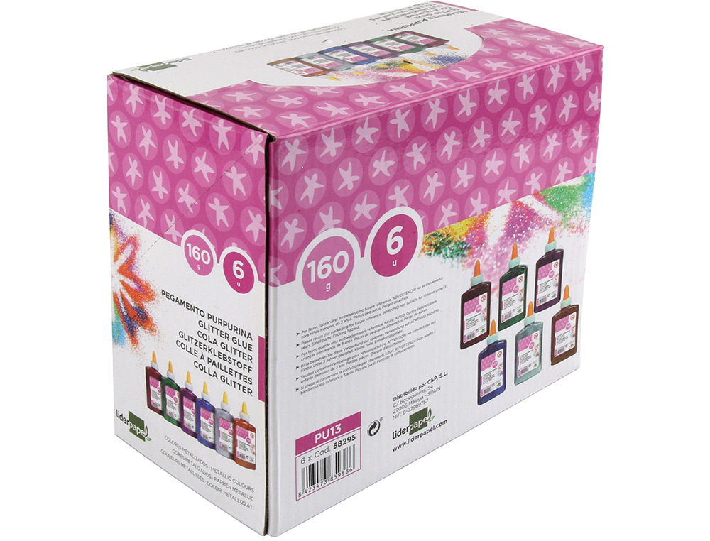 COLLE PAILLETE LIDERPAPEL COLORIS ASSORTIS MTALLISS POT 160G
