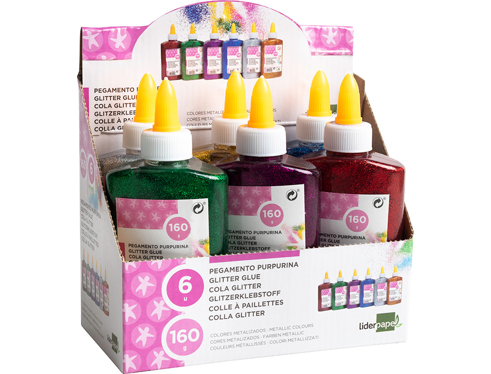 COLLE PAILLETE LIDERPAPEL COLORIS ASSORTIS MTALLISS POT 160G