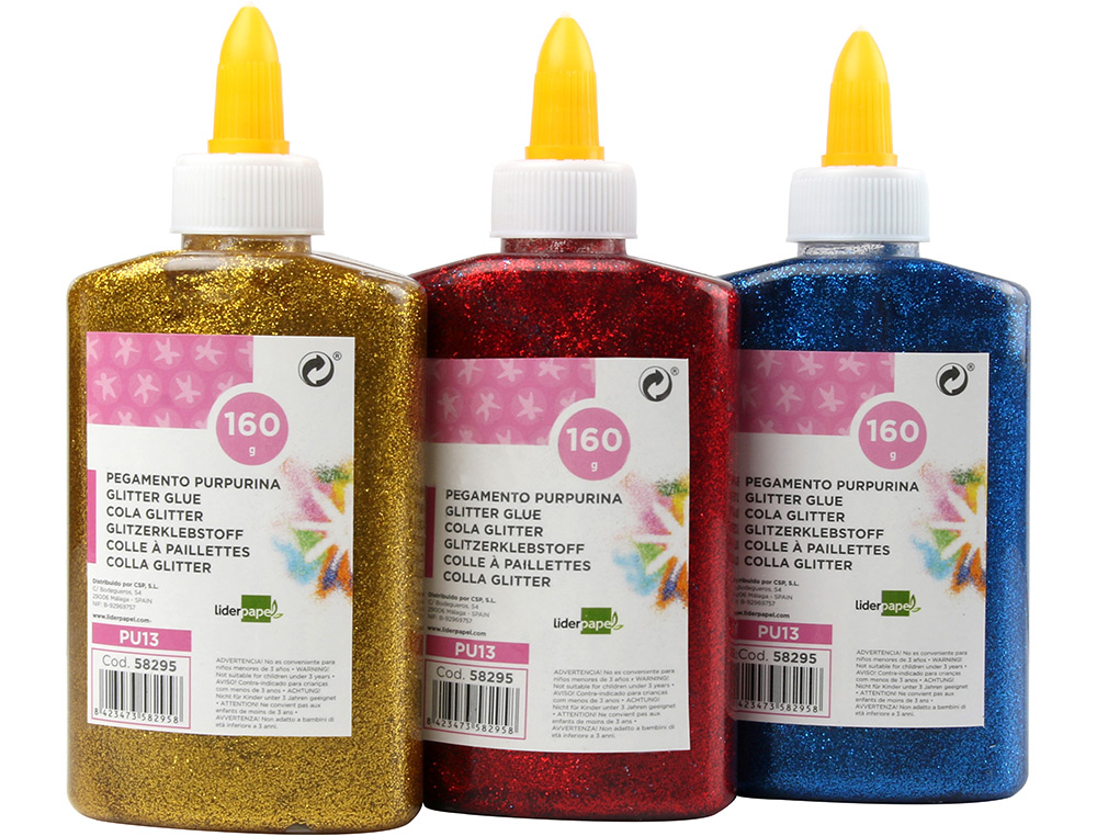COLLE PAILLETE LIDERPAPEL COLORIS ASSORTIS MTALLISS POT 160G