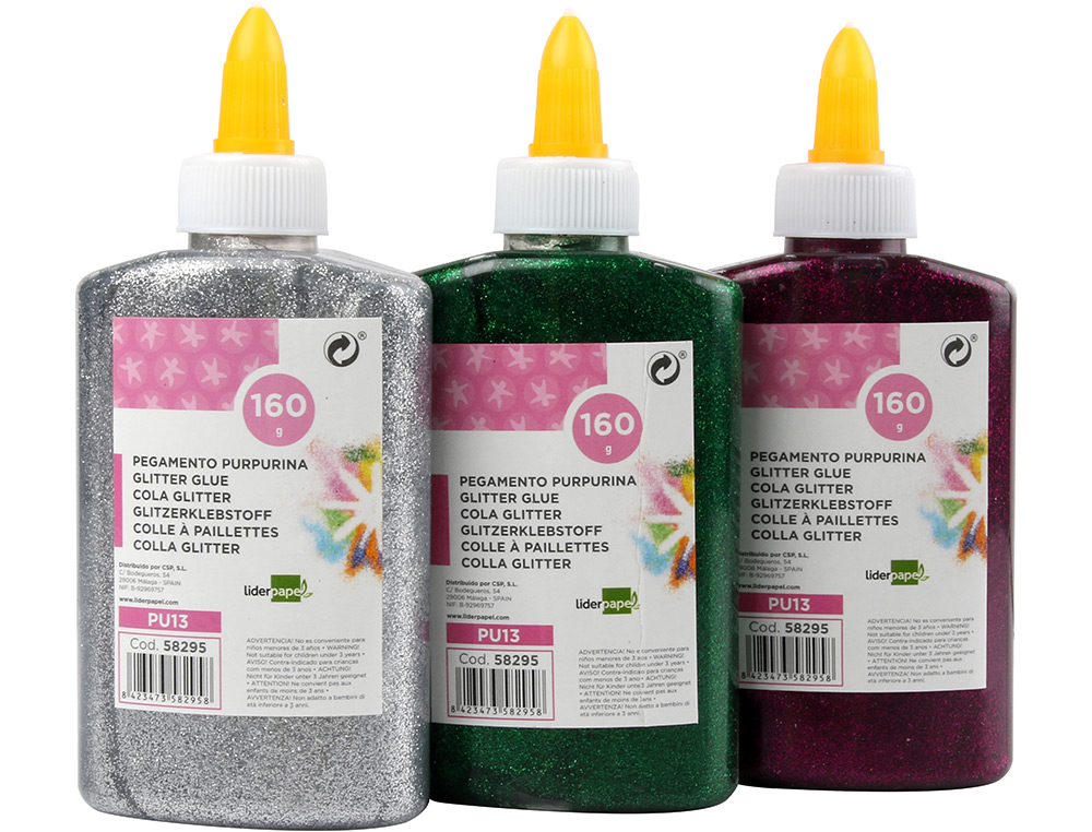 COLLE PAILLETE LIDERPAPEL COLORIS ASSORTIS MTALLISS POT 160G