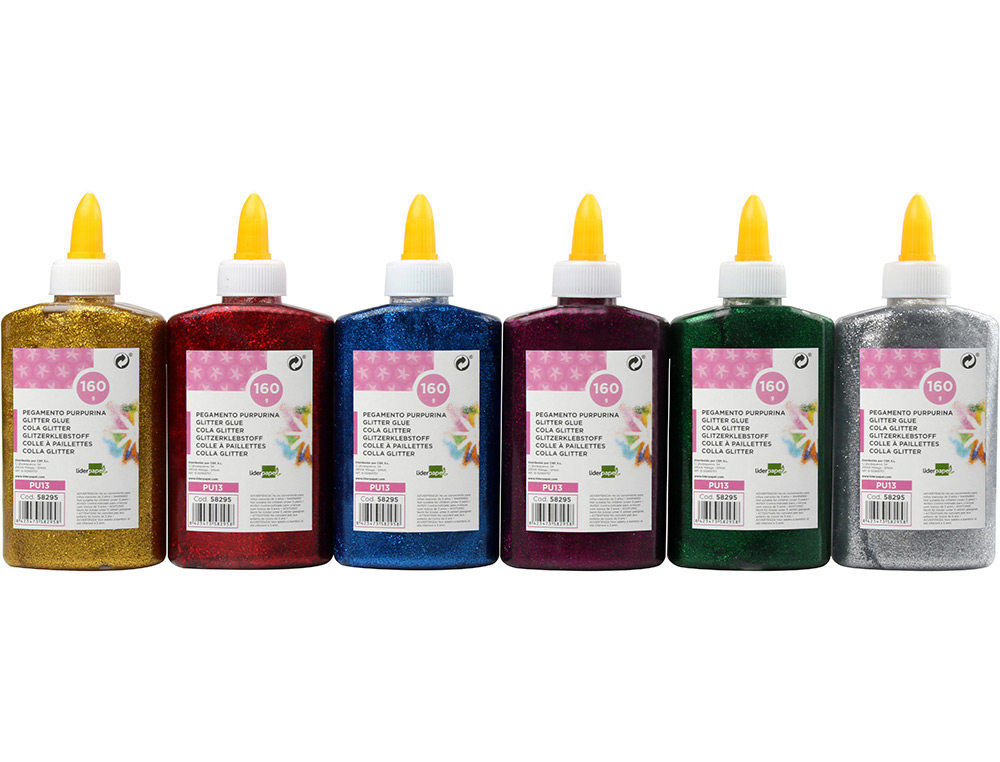COLLE PAILLETE LIDERPAPEL COLORIS ASSORTIS MTALLISS POT 160G