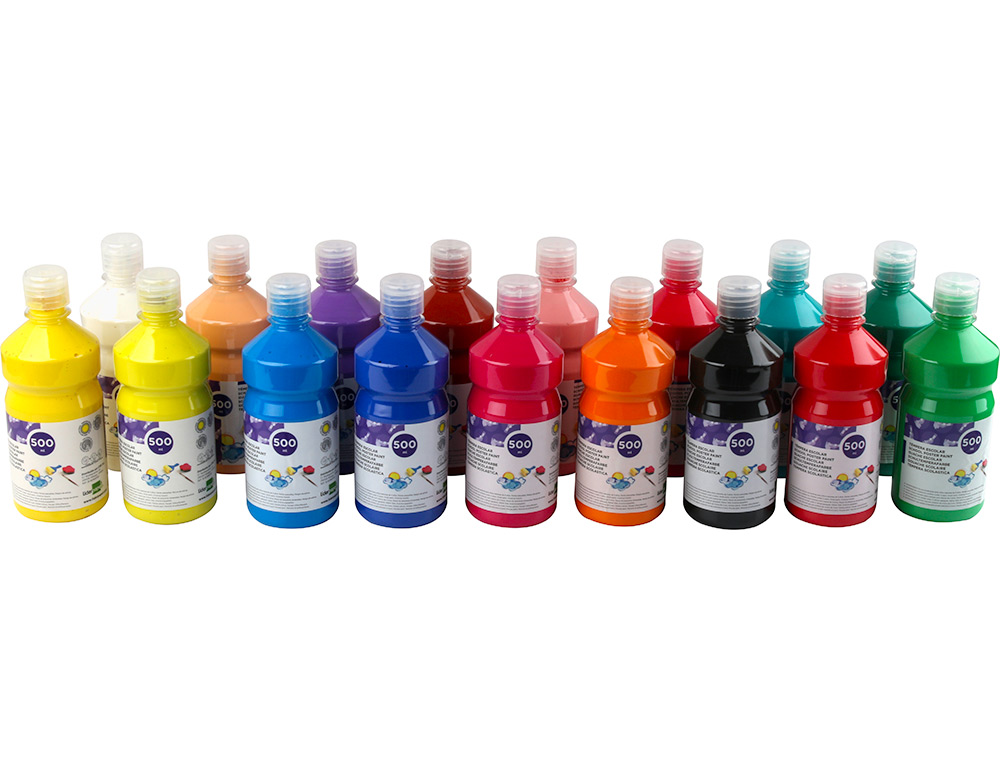 GOUACHE SCOLAIRE LIDERPAPEL LIQUIDE LAVABLE FERMETURE SCURIT BRILLANTE COLORIS ROUGE FLACON 500ML