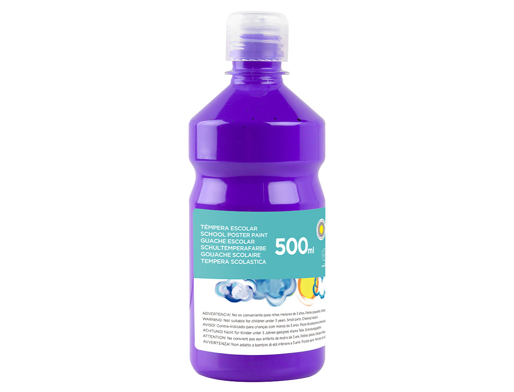 GOUACHE SCOLAIRE LIDERPAPEL LIQUIDE LAVABLE FERMETURE SCURIT BRILLANTE COLORIS VIOLET FLACON 500ML